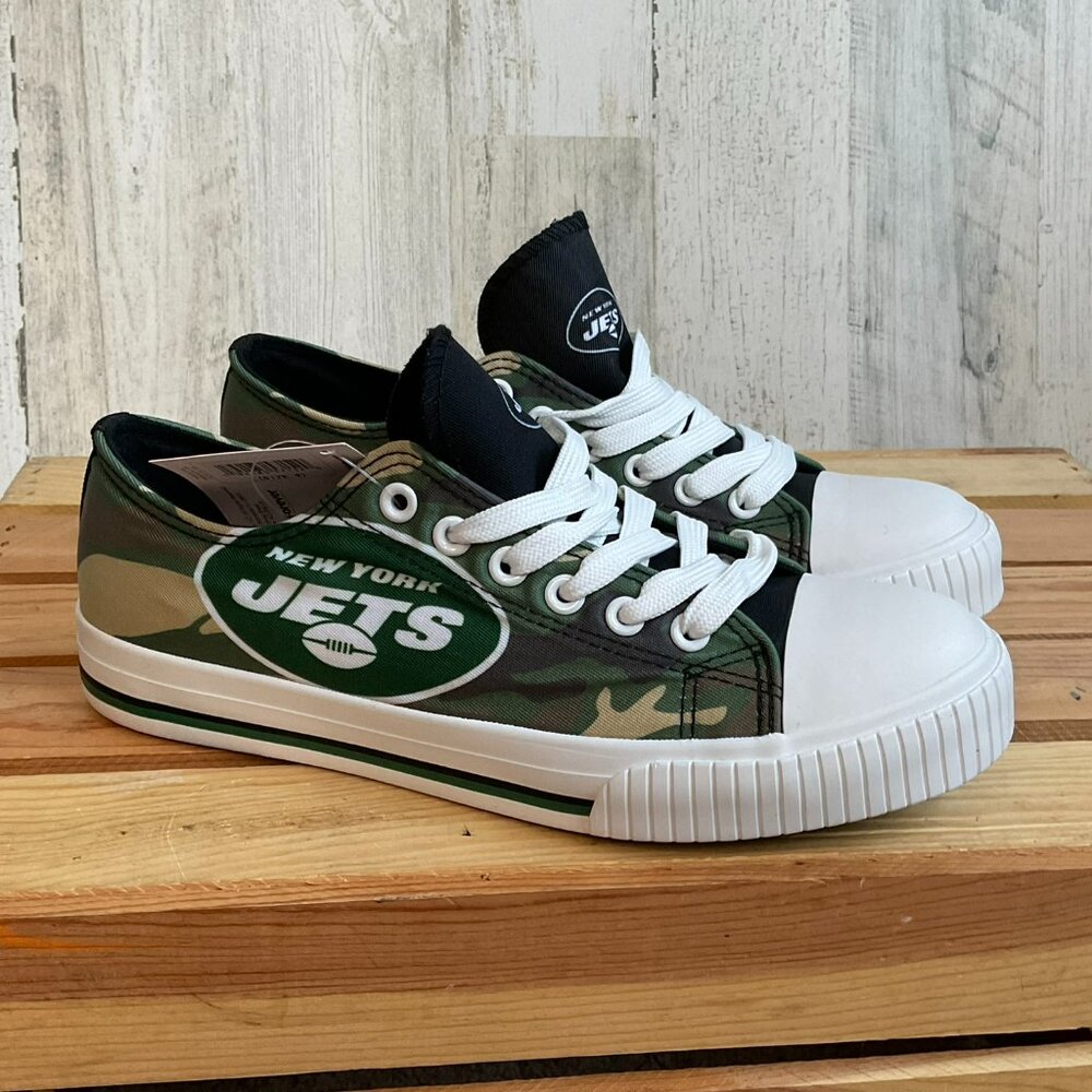 NWT NFL New York Jets Womens Size 9 FOCO Camo Low Top Canvas Sneakers